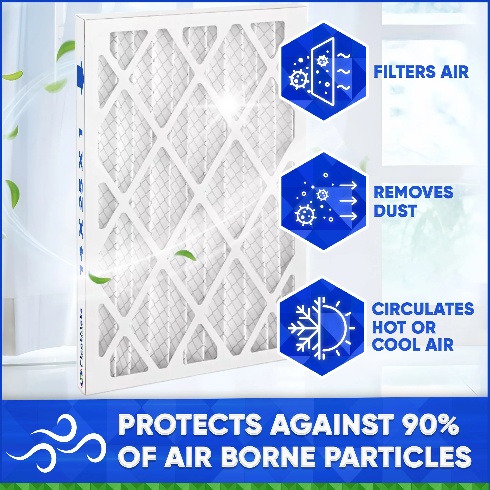 14x25x1 Furnace Filter - MERV 13 Pleated Filters. Case of 12 - Image 3