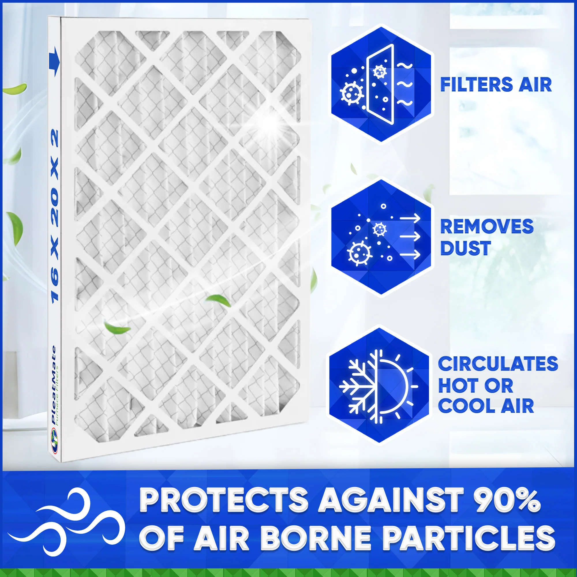 16x20x2 Furnace Filter MERV 8 Pleated Filters. Case of 12 - Image 3