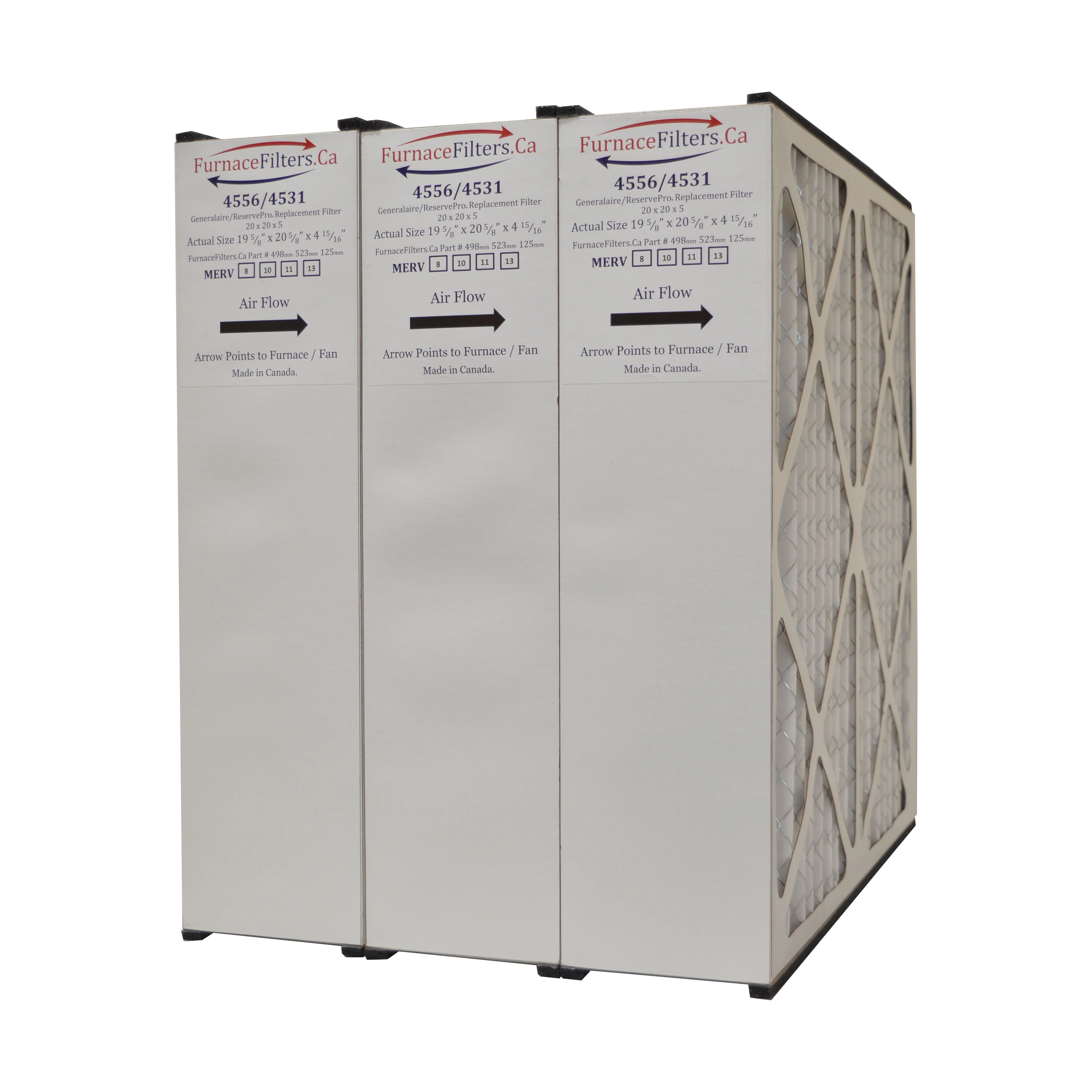 Generalaire 20x20x5 Part 4556/4531 Actual Size 19 5/8" x 20 5/8" x 4 15/16" With Foam Gaskets, MERV 11. Case of 3 Made In Canada by FurnaceFilters.Ca