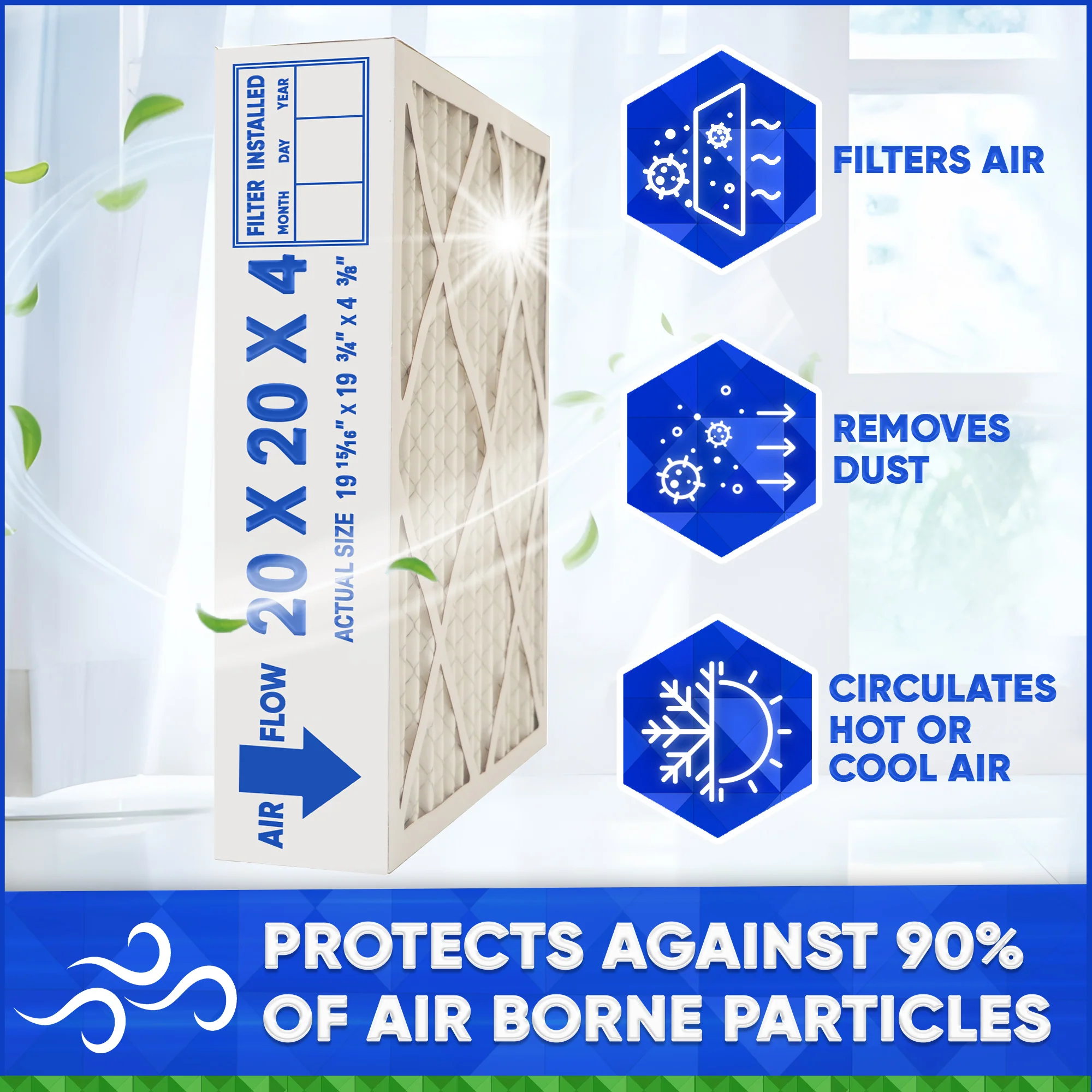 Honeywell 20x20x4 Furnace Filter Model # FC100A1011 MERV 11 Generic / Aftermarket. Actual Size 19 15/16" x 19 3/4" x 4 3/8." Case of 3 Made in Canada by FurnaceFilters.Ca - Image 3
