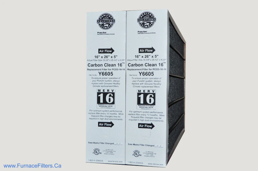 Lennox Y6605 Furnace Filter 16x26x5 Healthy Climate MERV 16 PureAir PCO3-16-16. Package of 2